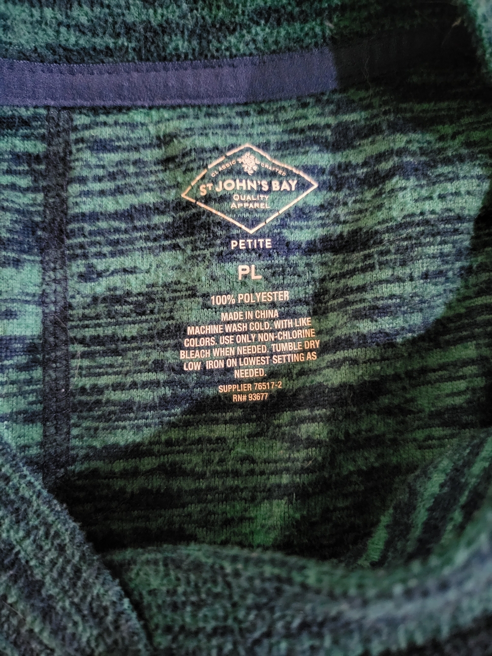 St John’s Bay Petite PL Green Heathered V-Neck Sweater - Picture 5 of 7